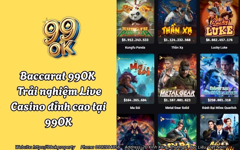 Baccarat 99OK - Trải nghiệm Live Casino đỉnh cao tại 99OK 10 baccarat 99ok